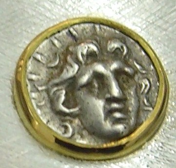 Armreif - Silber 925, Gold 900, ant. griech. Silbermünze