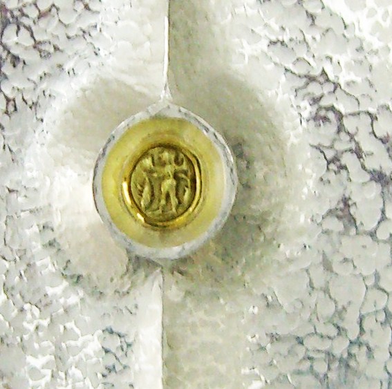 Zigarettendose - Silber 925, Gold 900, ant. griech. Goldmünze
